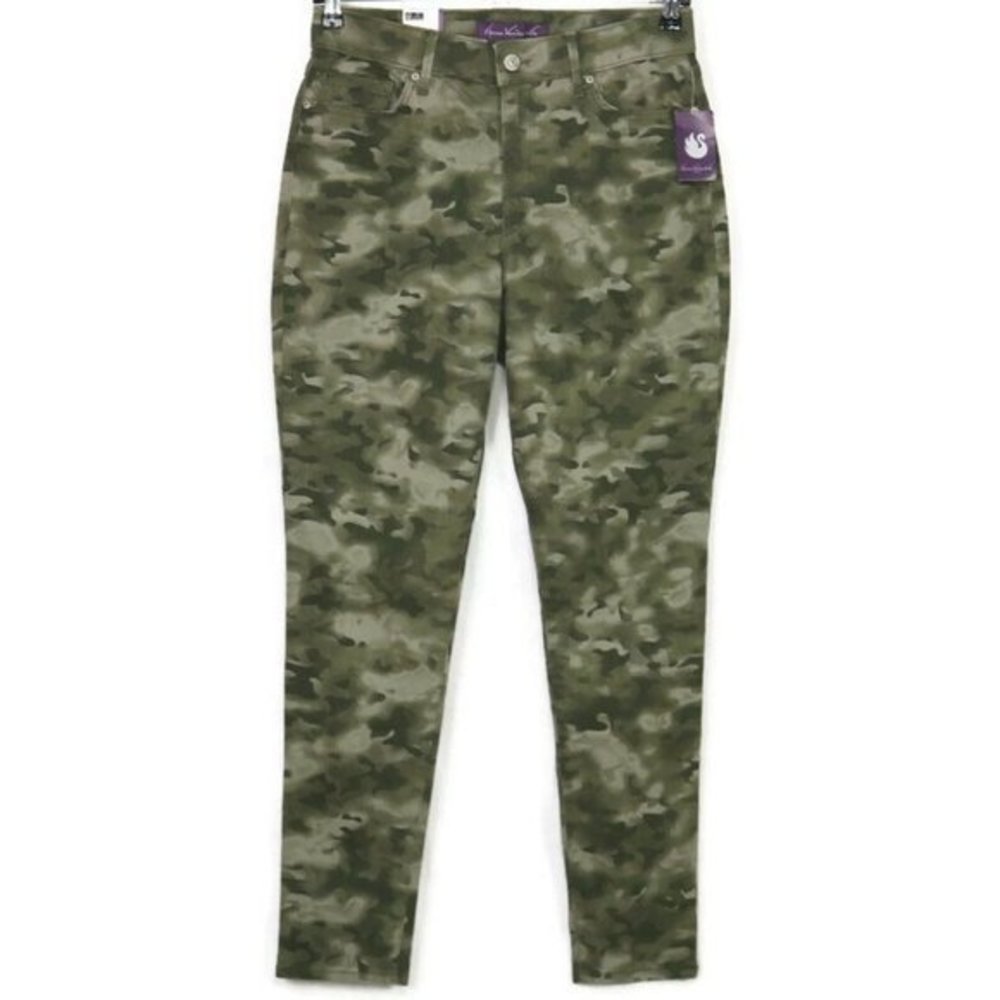 Gloria Vanderbilt Comfort Curvy Skinny Jeans‎ Willow Green Camo 10